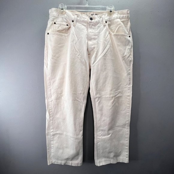 Cremieux Straight Jeans White Beige size 36/26 Men 100% Cotton Altered Hem - Picture 1 of 7